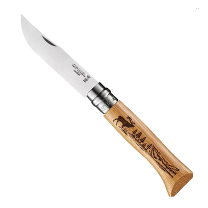 Opinel No.8 Stainless Steel Folding Knife  - Animal carved handles