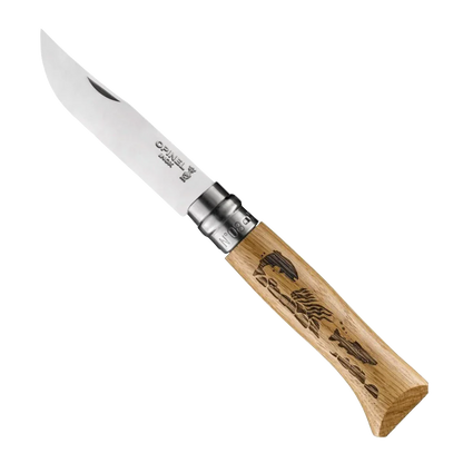 Opinel No.8 Stainless Steel Folding Knife  - Animal carved handles